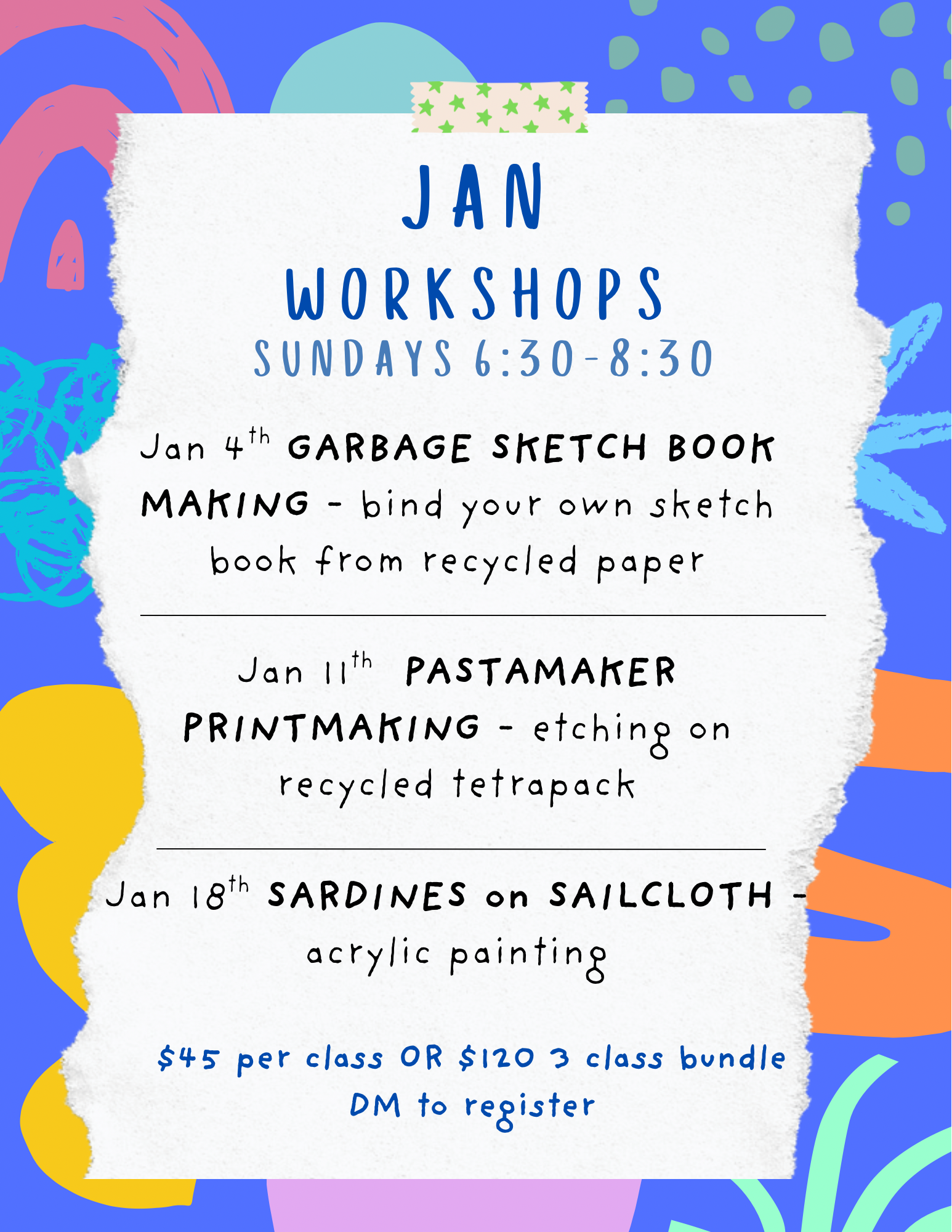 Creative Workshops In January by the Friendly Liver